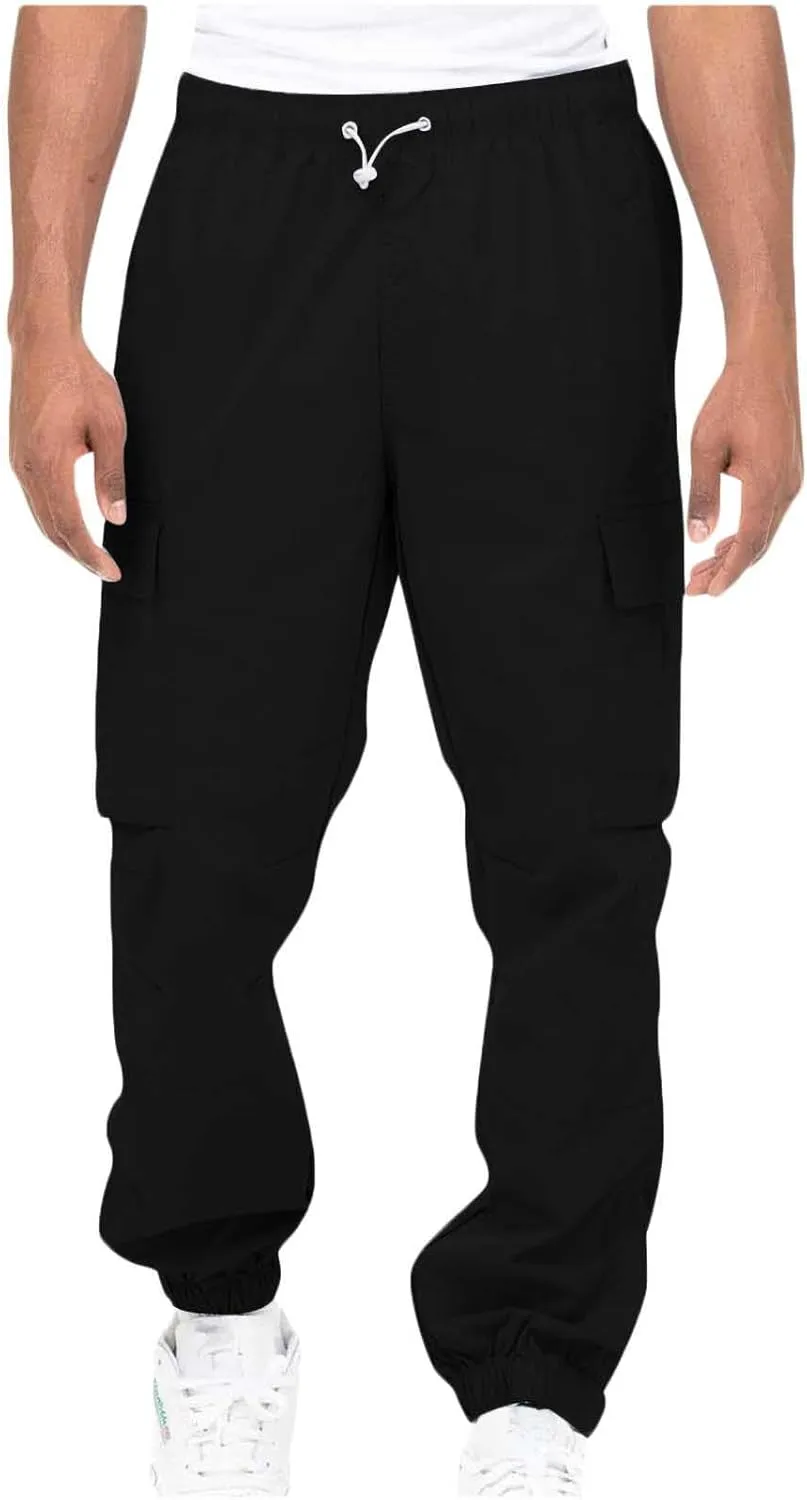 Mens Joggers Casual Drawstring Lightweight Athletic Work Pants for Men Outdoor Stretch Regular Fit Trousers