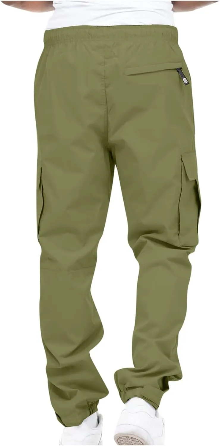 Mens Joggers Casual Drawstring Lightweight Athletic Work Pants for Men Outdoor Stretch Regular Fit Trousers
