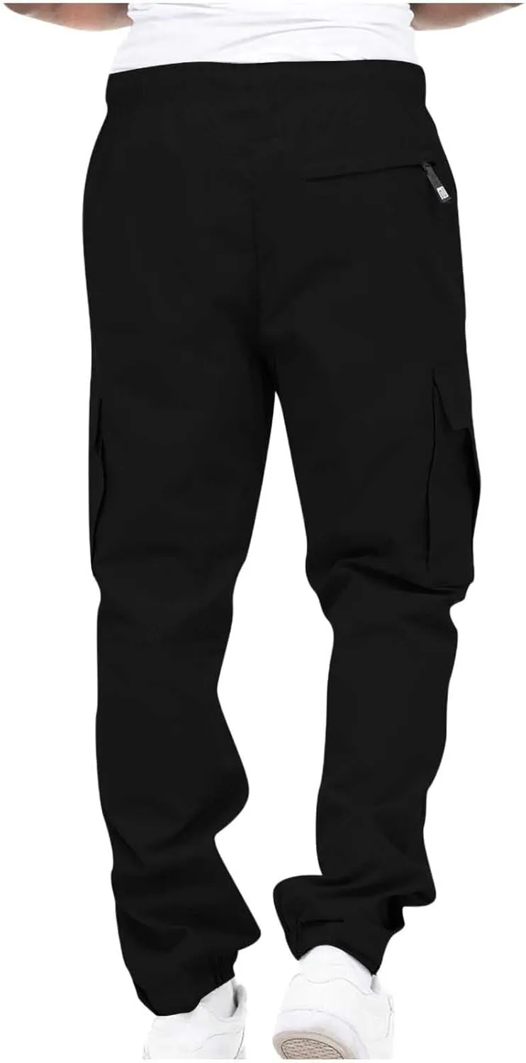 Mens Joggers Casual Drawstring Lightweight Athletic Work Pants for Men Outdoor Stretch Regular Fit Trousers