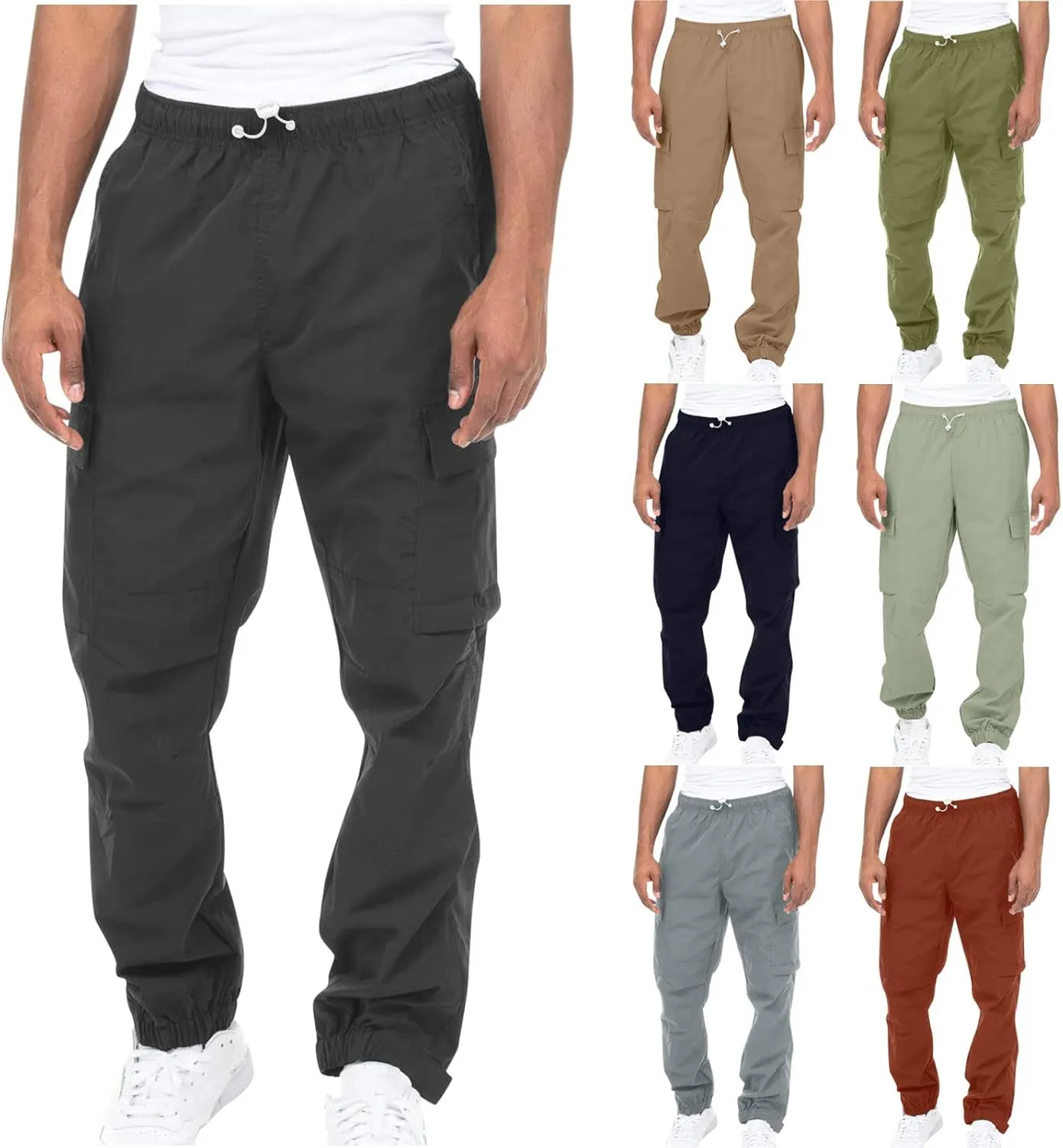 Mens Joggers Casual Drawstring Lightweight Athletic Work Pants for Men Outdoor Stretch Regular Fit Trousers