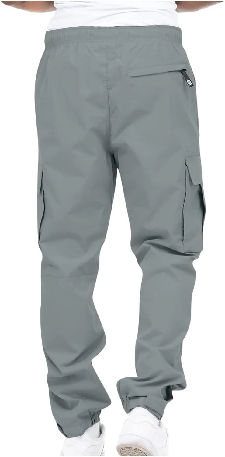 Mens Joggers Casual Drawstring Lightweight Athletic Work Pants for Men Outdoor Stretch Regular Fit Trousers
