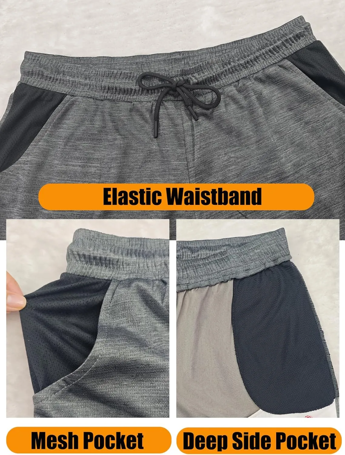 Men's Mesh Athletic Shorts 5 Inch Lightweight Workout Shorts with Pockets Quick Dry