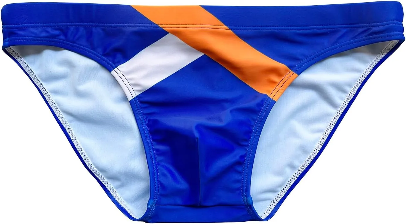 Mens Sexy Bikini Swimwear Diagonal Stripe Swim Briefs Rainbow Swimsuits Elestic Colorful Striped