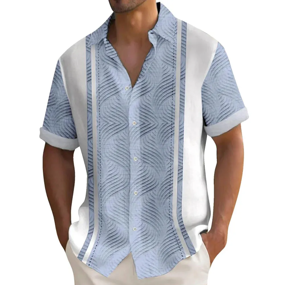 Men's Striped Hawaiian Shirt – Casual Button-Down