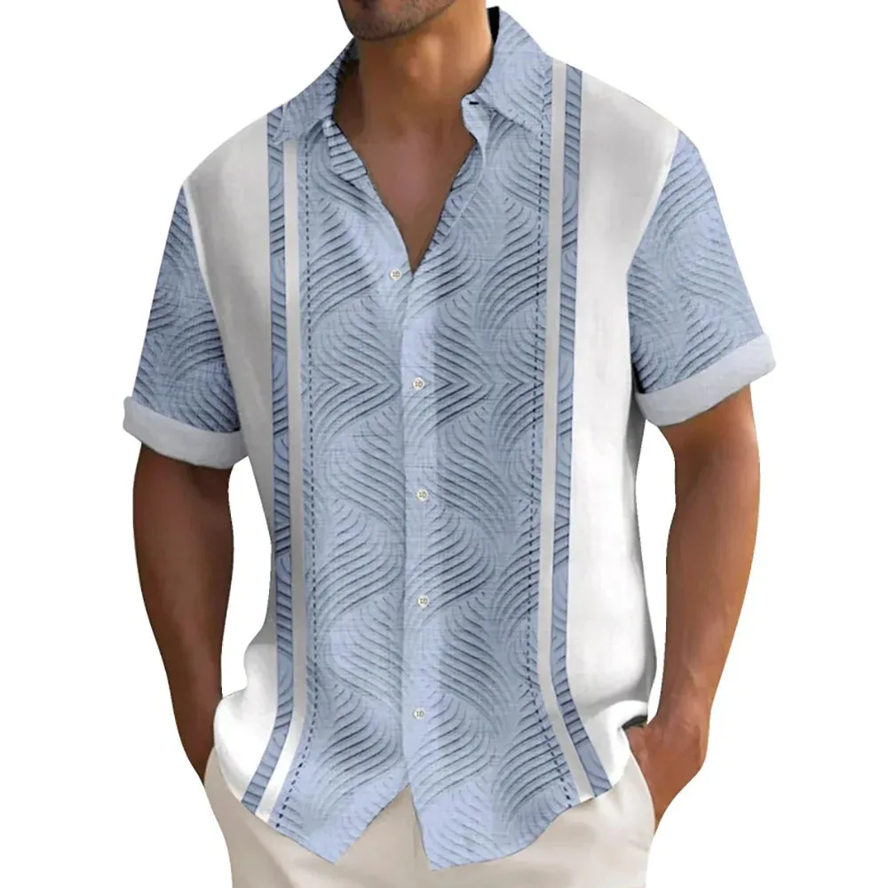 Men's Striped Hawaiian Shirt – Casual Button-Down