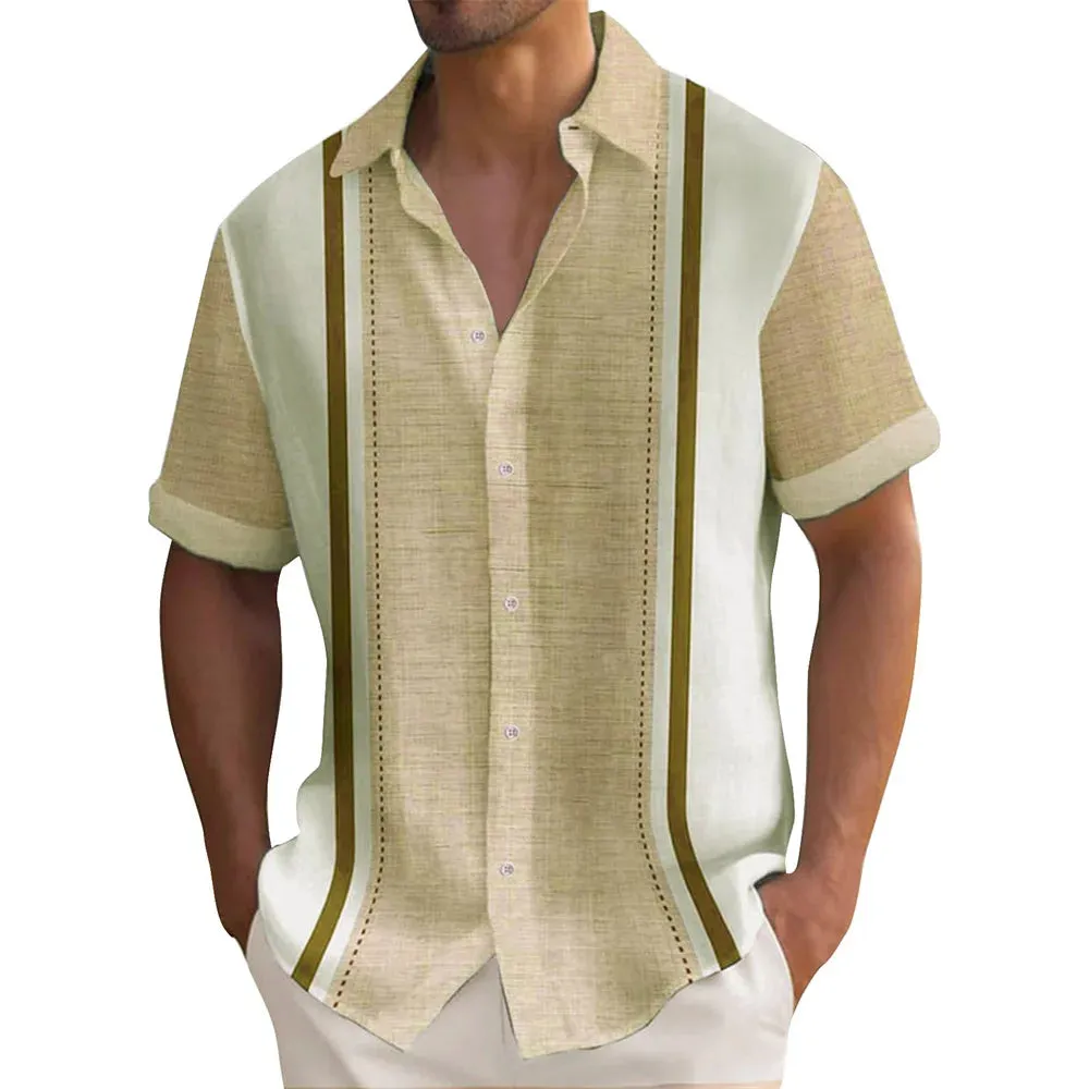 Men's Striped Hawaiian Shirt – Casual Button-Down