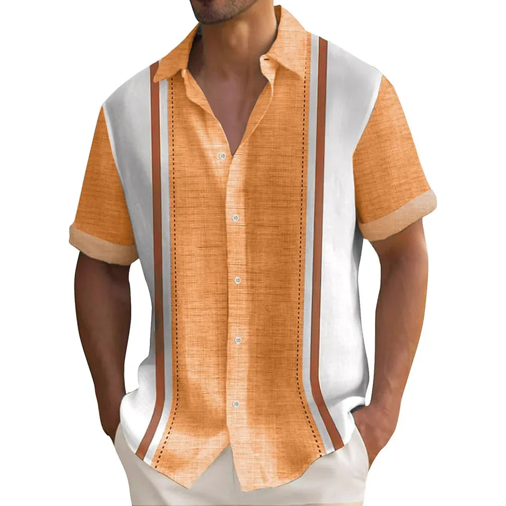 Men's Striped Hawaiian Shirt – Casual Button-Down