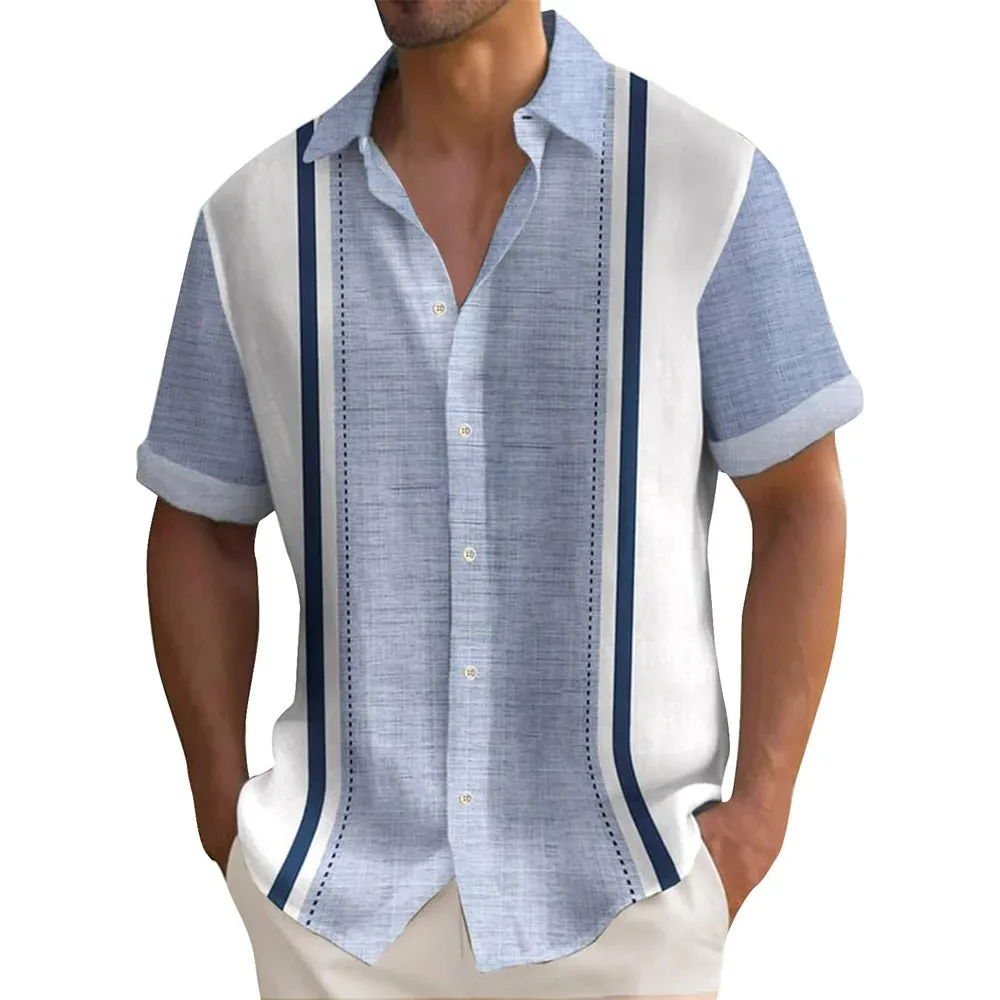 Men's Striped Hawaiian Shirt – Casual Button-Down