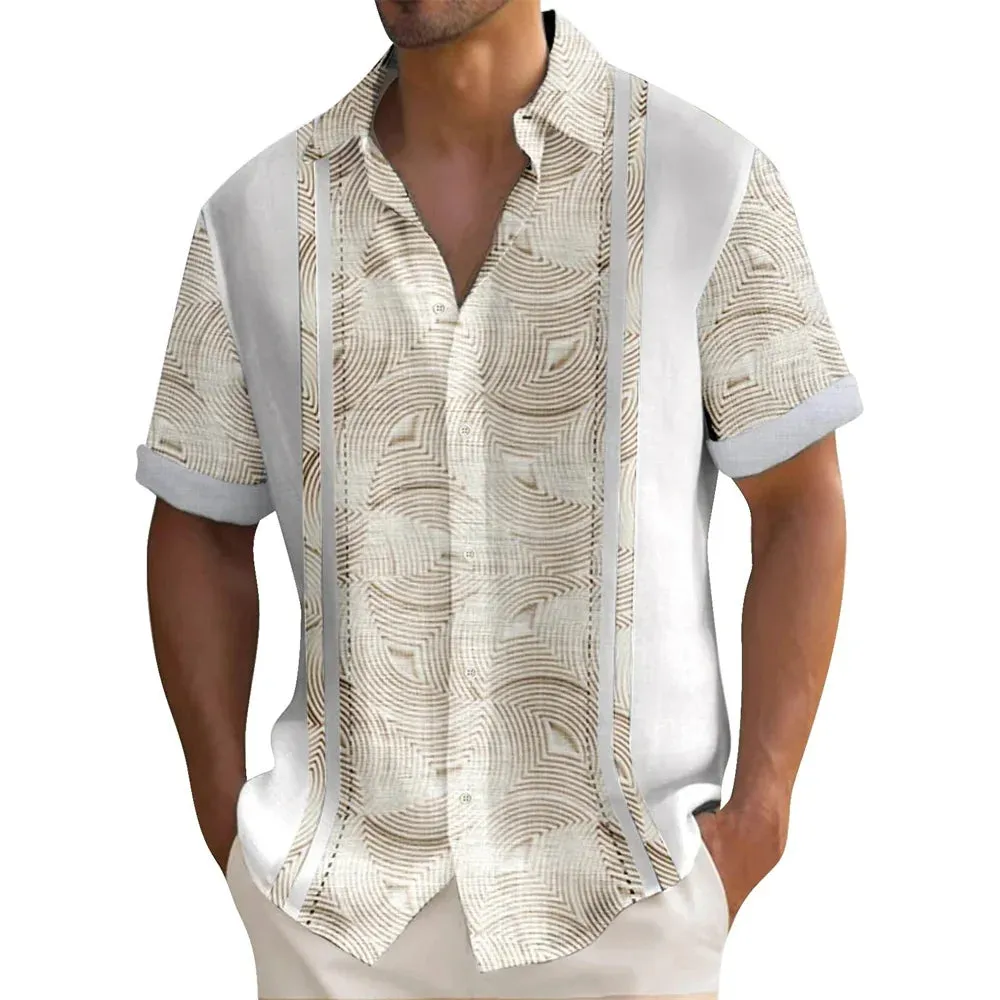Men's Striped Hawaiian Shirt – Casual Button-Down