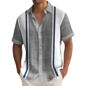 Men's Striped Hawaiian Shirt – Casual Button-Down
