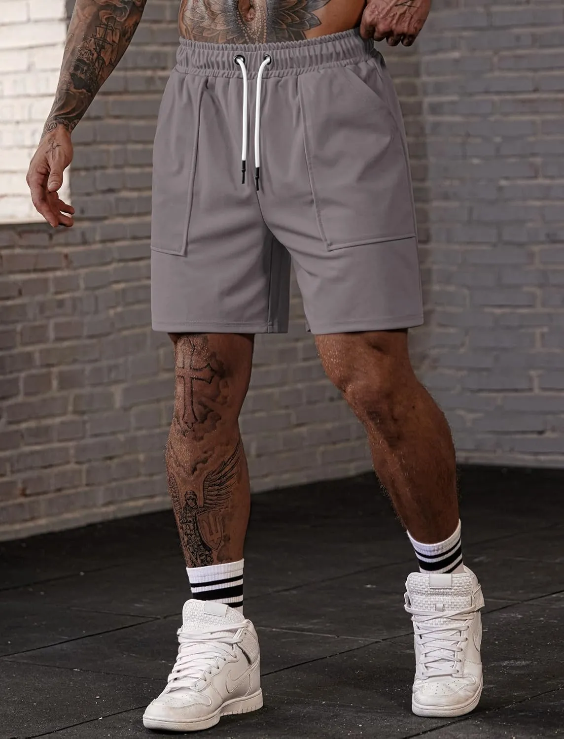 Men's Sweat Shorts Elastic Waist Drawstring 6'' Inseam Casual Gym Athletic Shorts with Pockets (S-3XL)