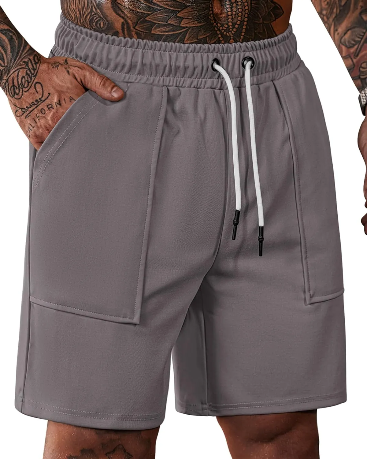 Men's Sweat Shorts Elastic Waist Drawstring 6'' Inseam Casual Gym Athletic Shorts with Pockets (S-3XL)