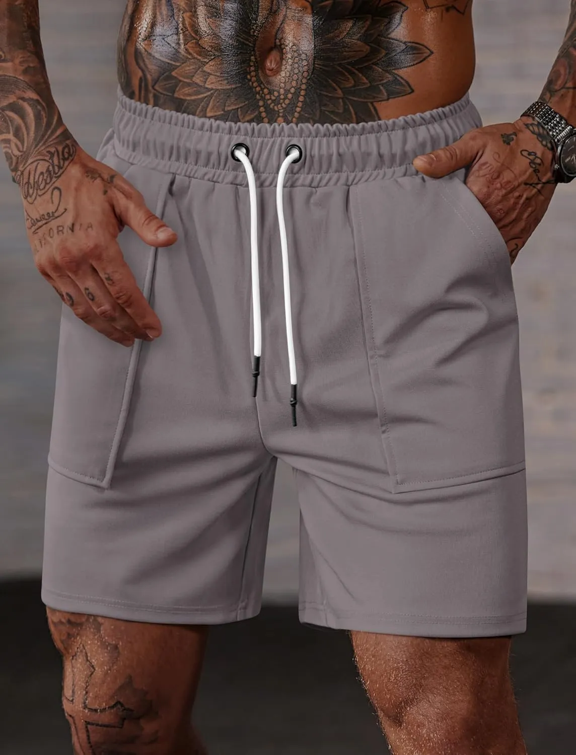 Men's Sweat Shorts Elastic Waist Drawstring 6'' Inseam Casual Gym Athletic Shorts with Pockets (S-3XL)