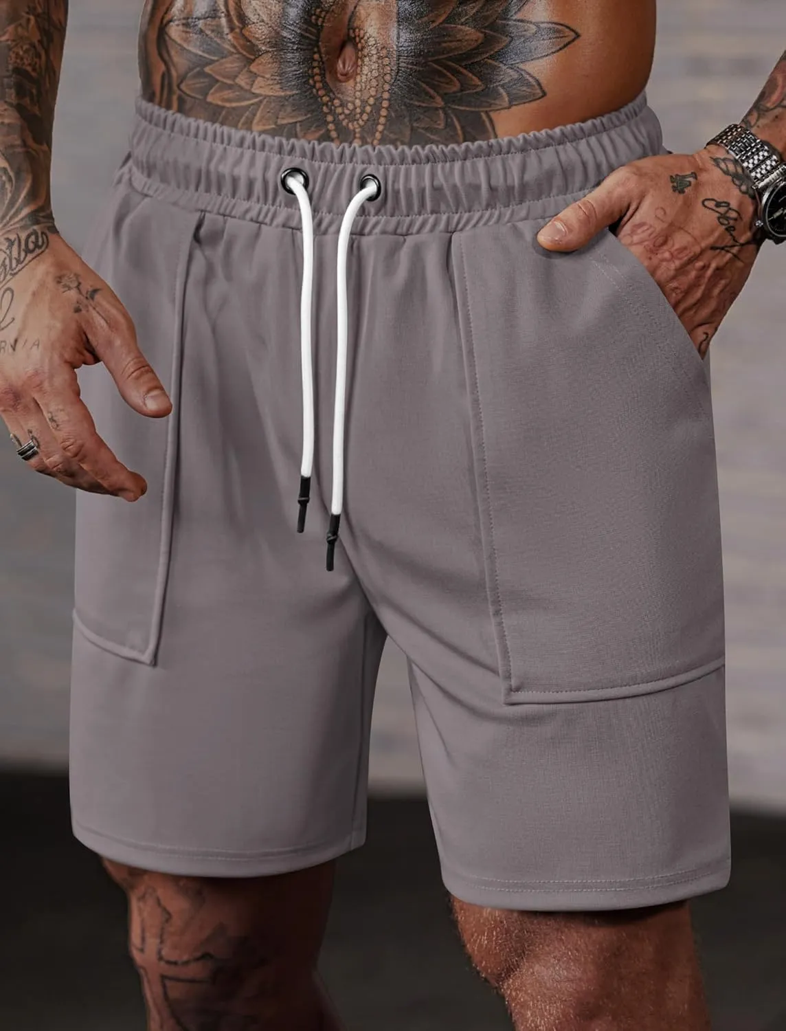 Men's Sweat Shorts Elastic Waist Drawstring 6'' Inseam Casual Gym Athletic Shorts with Pockets (S-3XL)