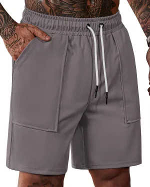 Men's Sweat Shorts Elastic Waist Drawstring 6'' Inseam Casual Gym Athletic Shorts with Pockets (S-3XL)