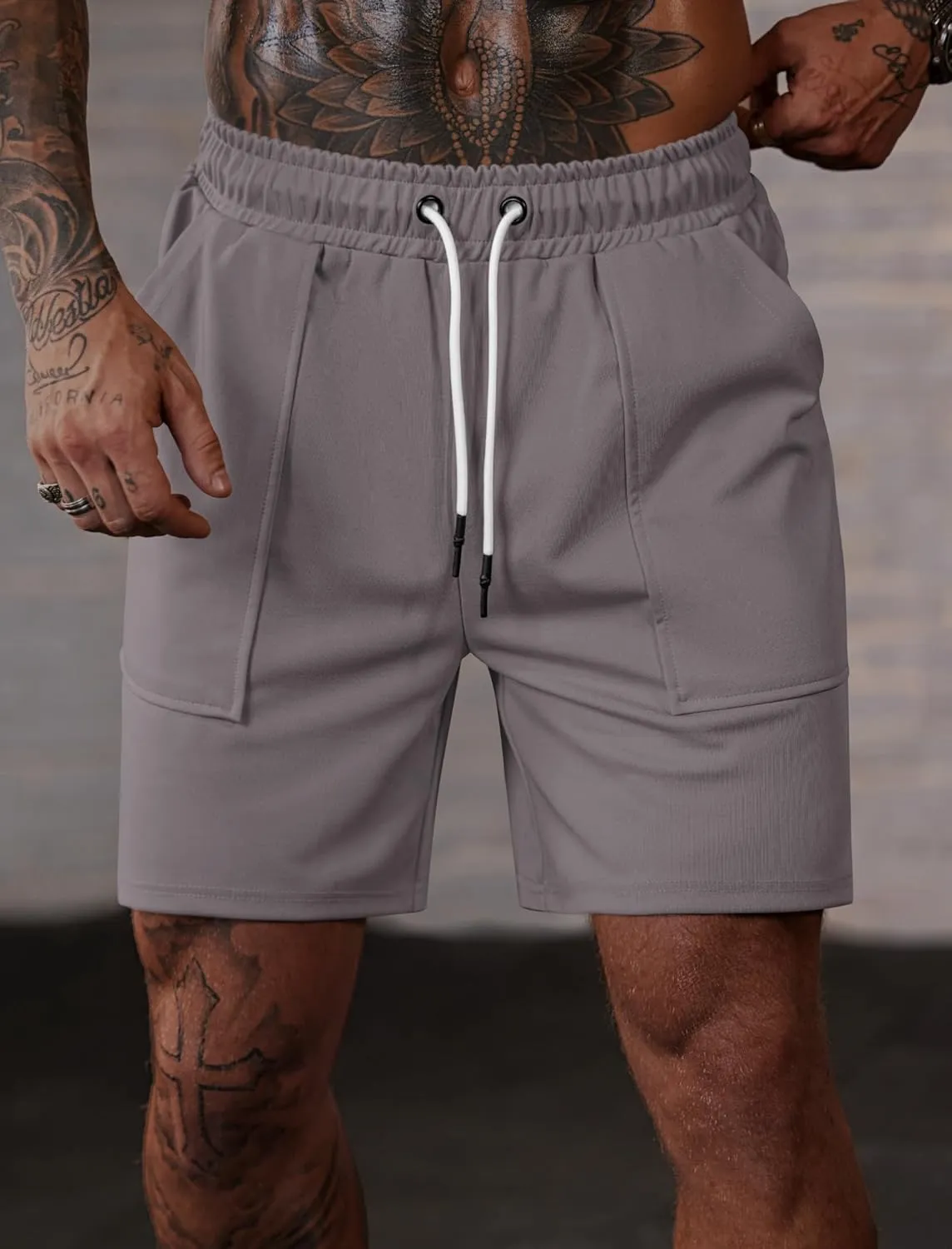 Men's Sweat Shorts Elastic Waist Drawstring 6'' Inseam Casual Gym Athletic Shorts with Pockets (S-3XL)