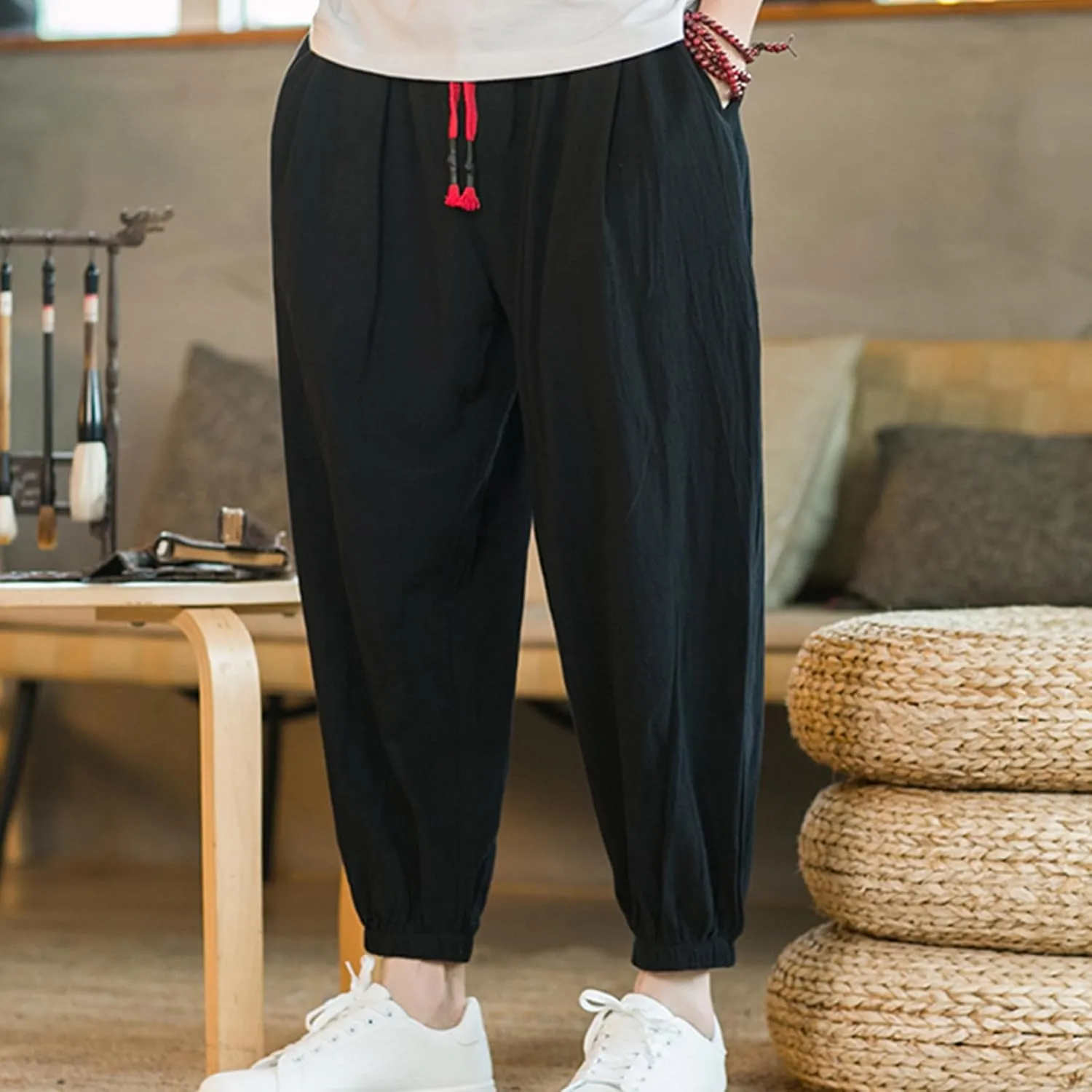 Mens Sweatpants Drawstring Lightweight Tapered Pant with Pockets Baggy Casual Joggers Athletic Running Gym Sports