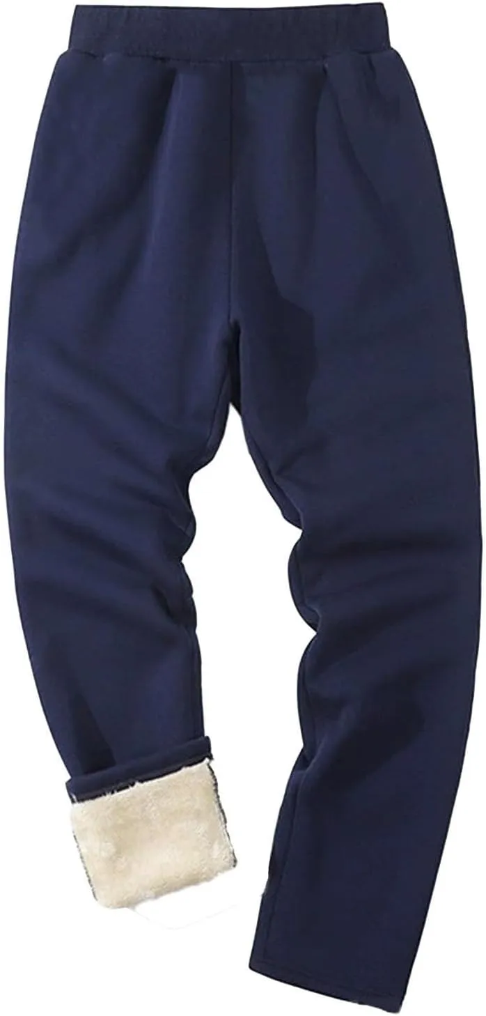 Men's Winter Fleece Pants Sherpa Lined Sweatpants Athletic Warm Track Joggers Casual Drawstring Comfy Soft Sweatpants