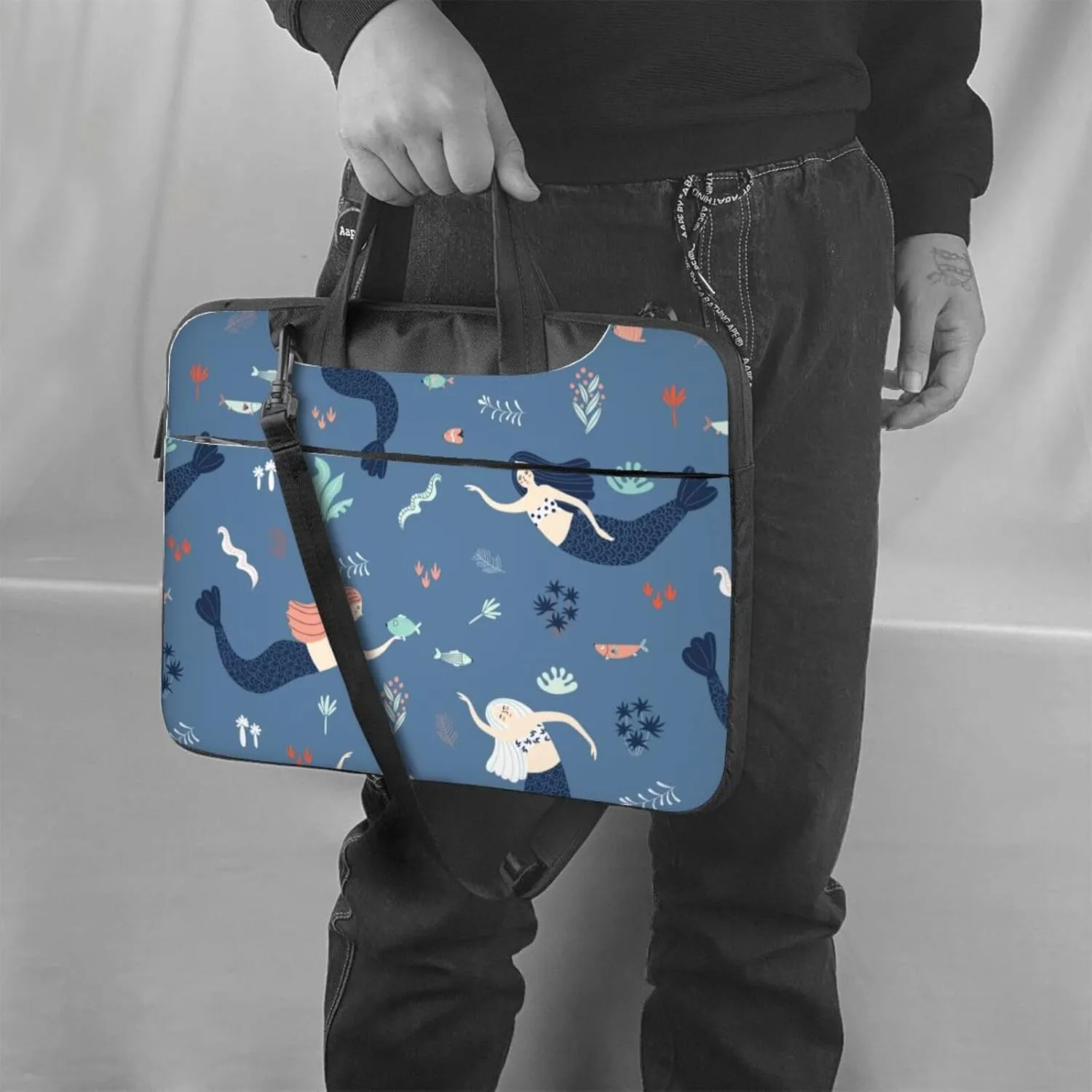 Mermaids Laptop Bag Classic Slim Briefcase Messenger Bag, Spacious, Ergonomic