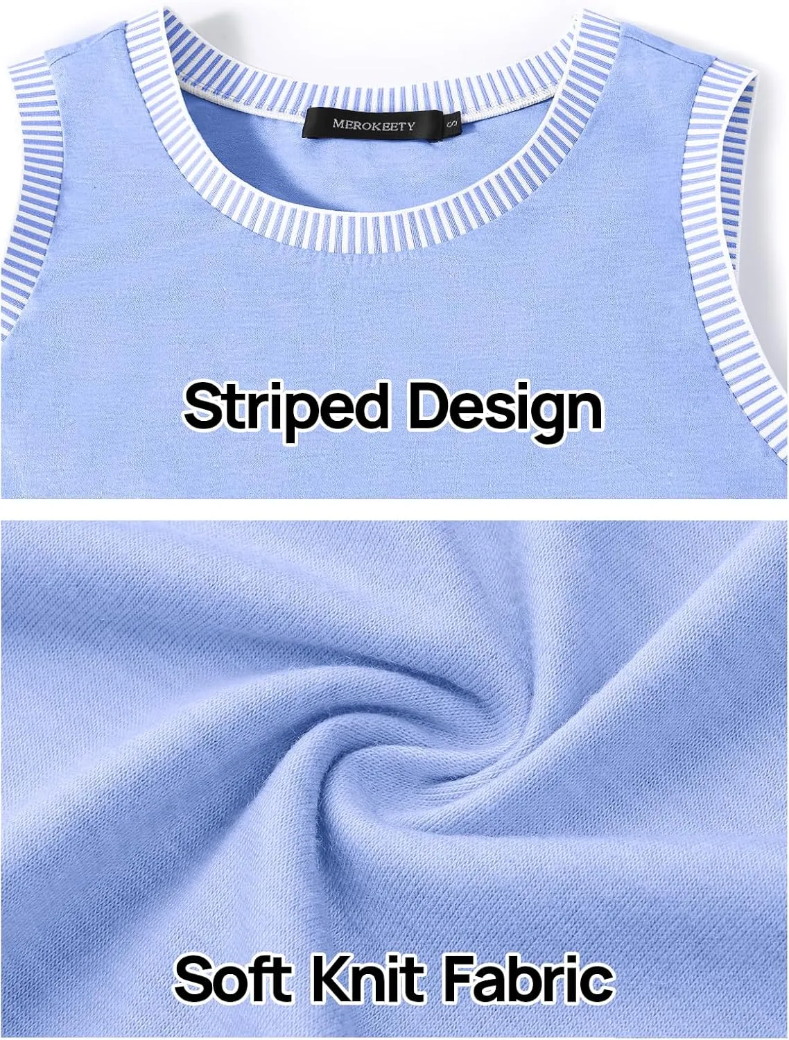 MEROKEETY Women's 2025 Summer Casual Sleeveless Tank Top Crew Neck Striped Color Block T Shirts