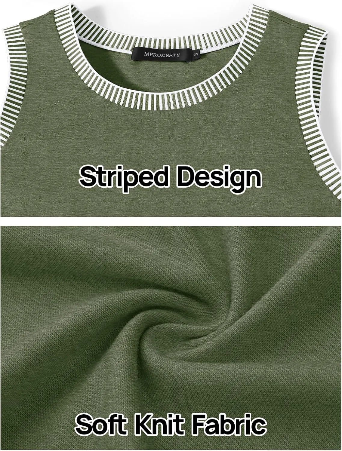 MEROKEETY Women's 2025 Summer Casual Sleeveless Tank Top Crew Neck Striped Color Block T Shirts
