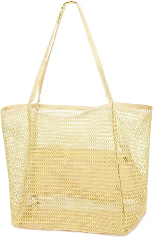 Mesh Beach Bag, Casual Womens Shoulder Handbag, Large Sandproof Beach Tote Bag for Pool/Travel/Vacation Essentials
