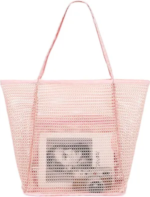 Mesh Beach Bag, Casual Womens Shoulder Handbag, Large Sandproof Beach Tote Bag for Pool/Travel/Vacation Essentials