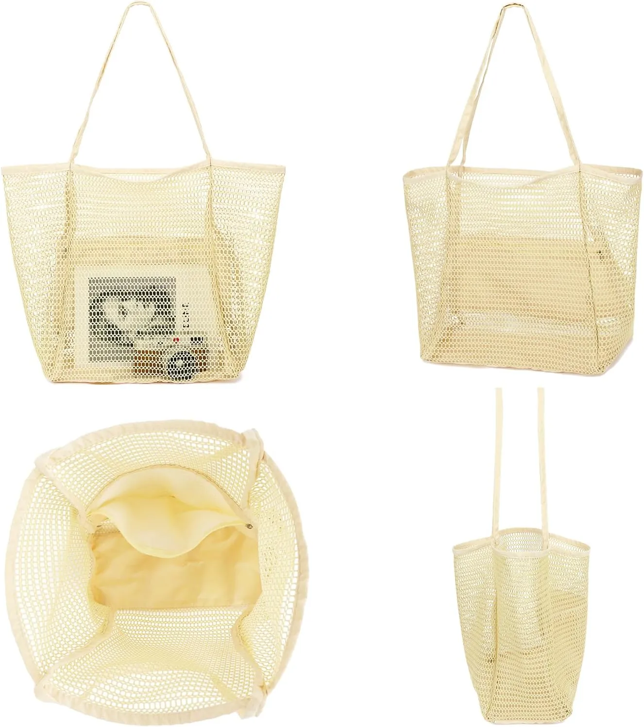 Mesh Beach Bag, Casual Womens Shoulder Handbag, Large Sandproof Beach Tote Bag for Pool/Travel/Vacation Essentials