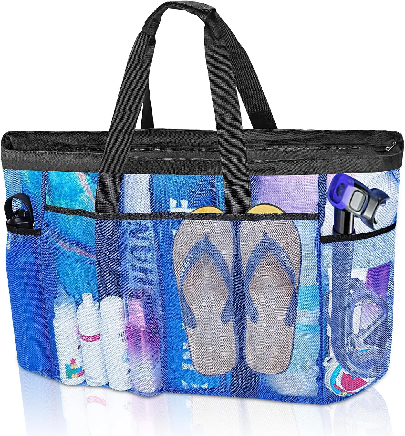 Mesh Beach Bags for Women - Plus Waterproof Sandproof Tote Bag