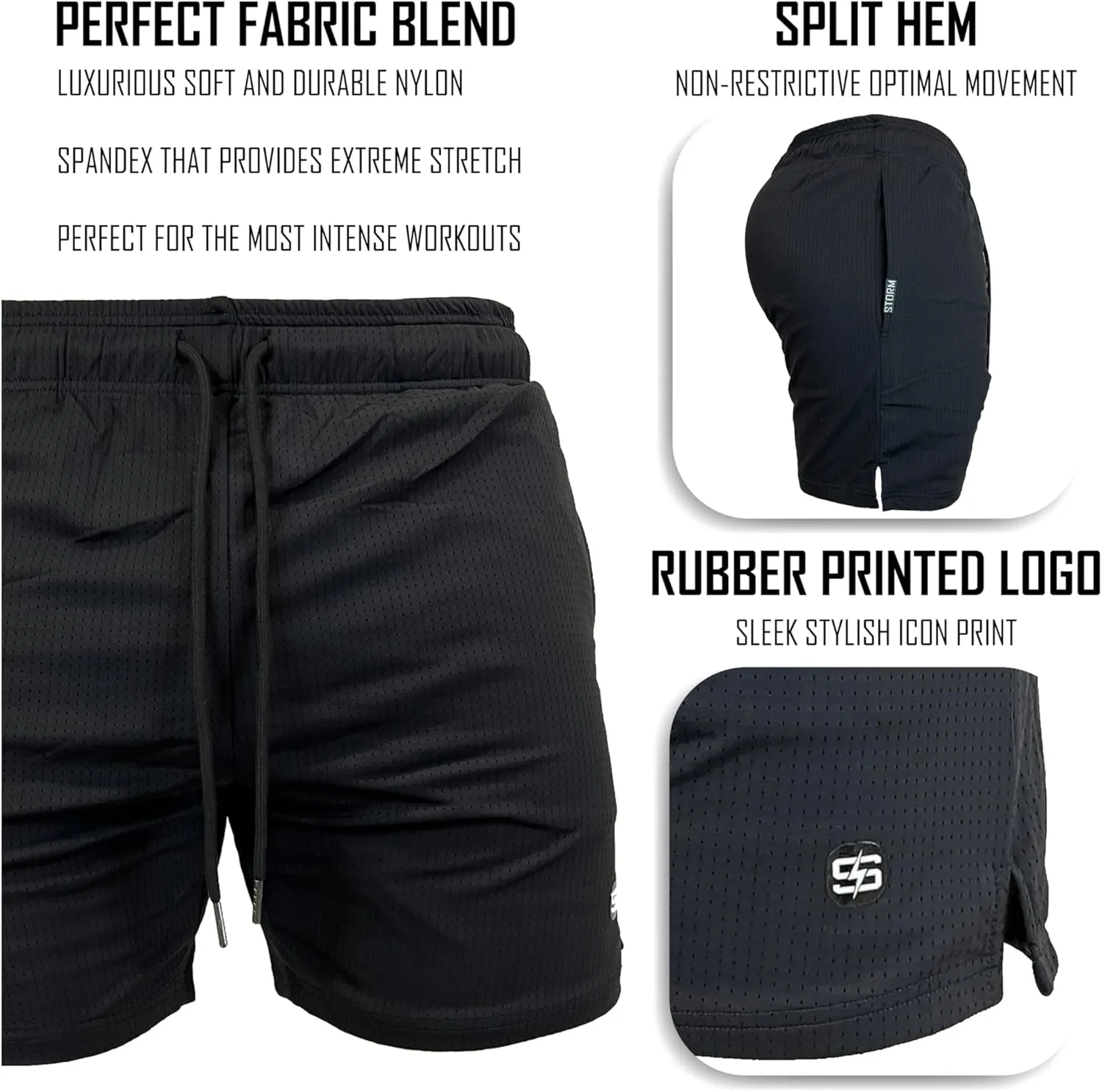 Mesh Shorts - Premium Double Layer Mesh - Designed for Professional Athletes - Silky Soft & Stretchy Fabric
