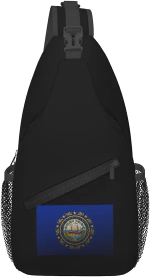 Mesh Style Flag Of New Hampshire Crossbody Bags For Women Men Chest Backpack Gym Shoulder Bag Travel Outdoor Sports Casual Crossbody Bags