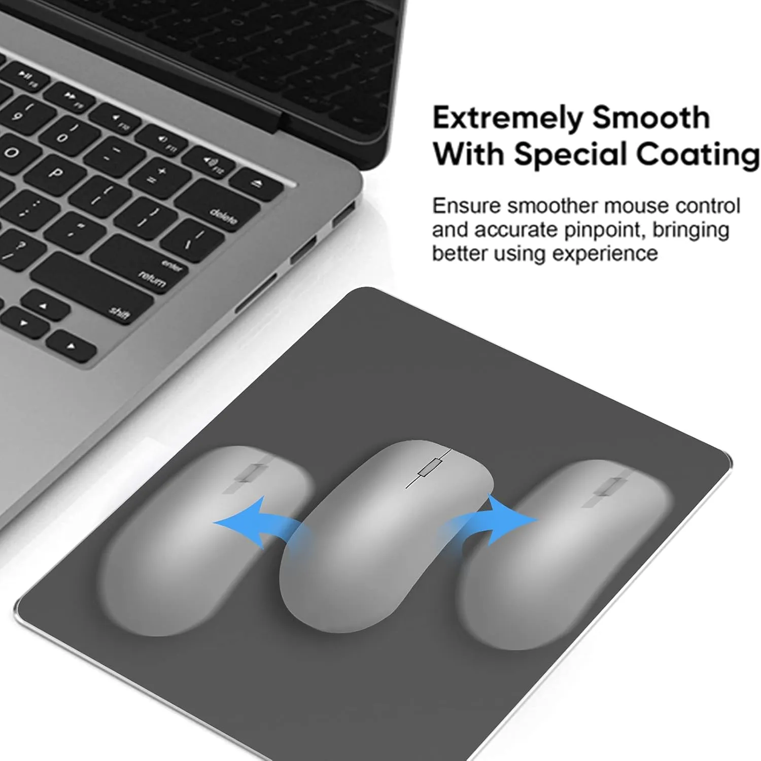 Metal Aluminum Mouse Pad, Office and Gaming Thin Hard Mouse Mat Double Sided Waterproof Fast and Accurate Control Mousepad for Laptop, Computer and PC,9.45 X 7.87 Inch,Black