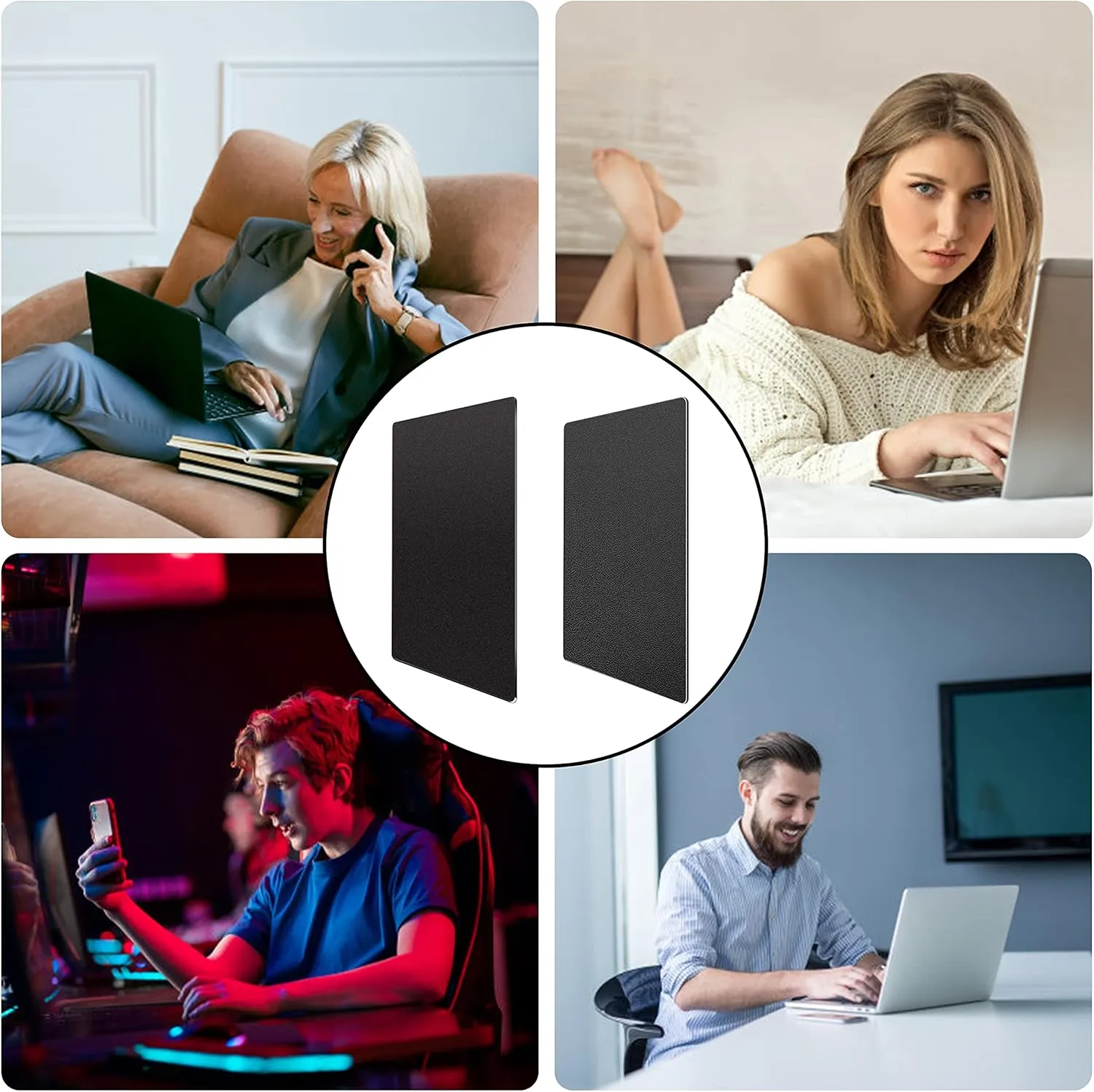 Metal Aluminum Mouse Pad, Office and Gaming Thin Hard Mouse Mat Double Sided Waterproof Fast and Accurate Control Mousepad for Laptop, Computer and PC,9.45 X 7.87 Inch,Black
