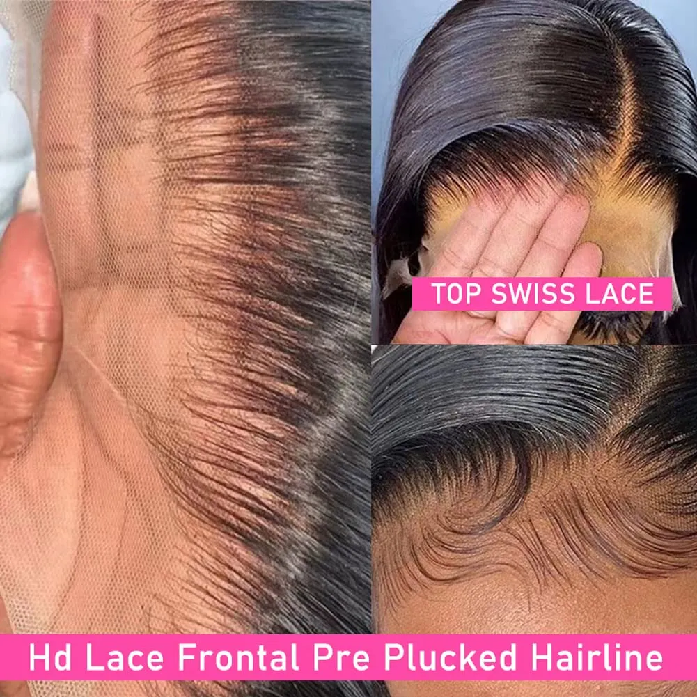 Metamuclia Straight Lace Front Wigs Human Hair Pre Plucked 180% Density 13x4 Frontal Wigs 26 Inch HD Transparent Lace Wig 10A Brazilian Virgin Wigs for Women with Baby Hair Natural Hairline