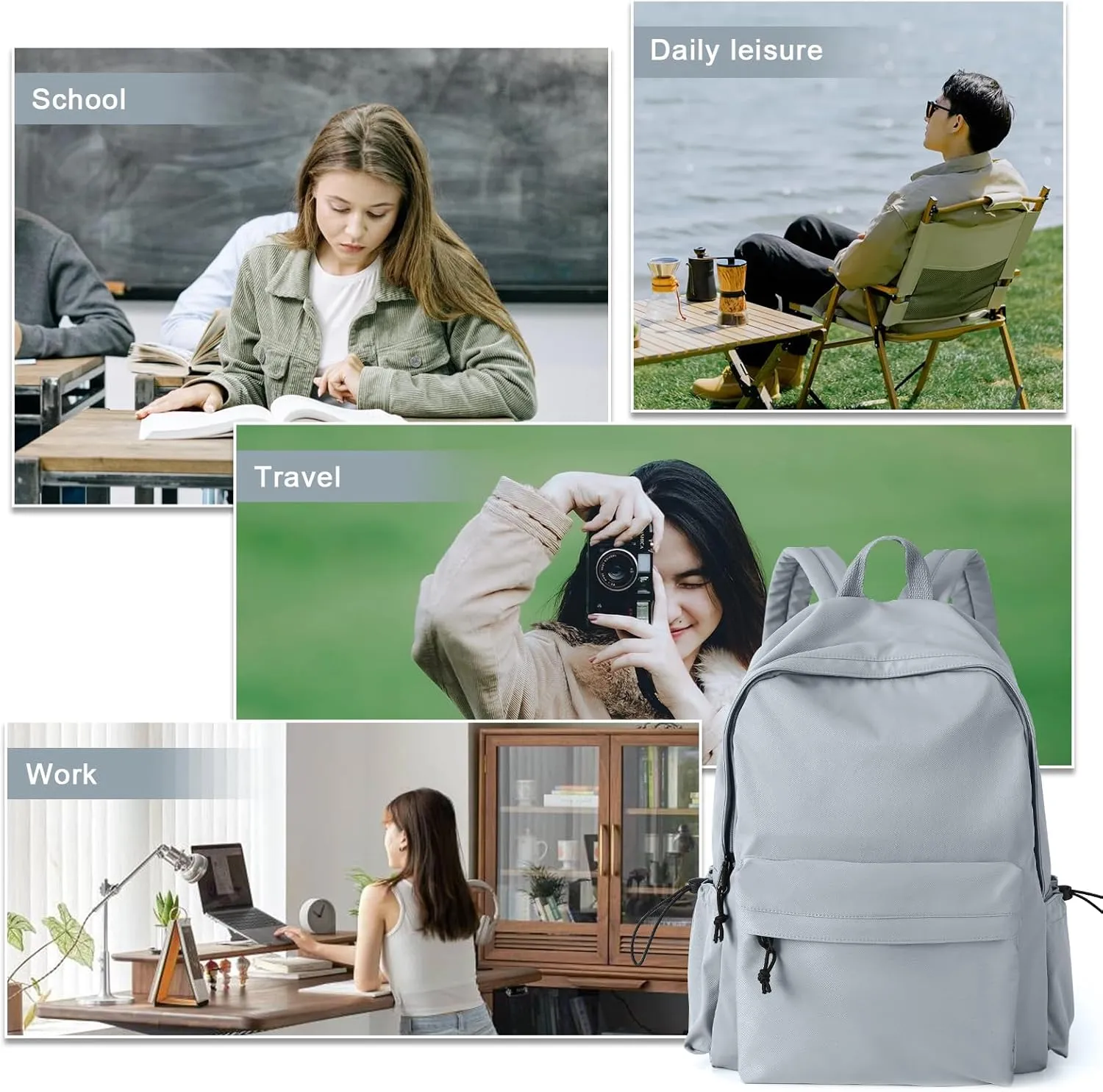 Middle School Backpack For Men Women Simple Backpack For College Students Aesthetic High School Bag Waterproof Bookbag For Teens Girls Boys（Blue）