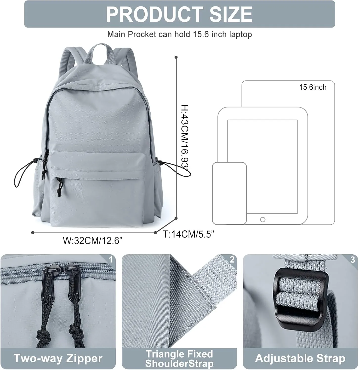 Middle School Backpack For Men Women Simple Backpack For College Students Aesthetic High School Bag Waterproof Bookbag For Teens Girls Boys（Blue）