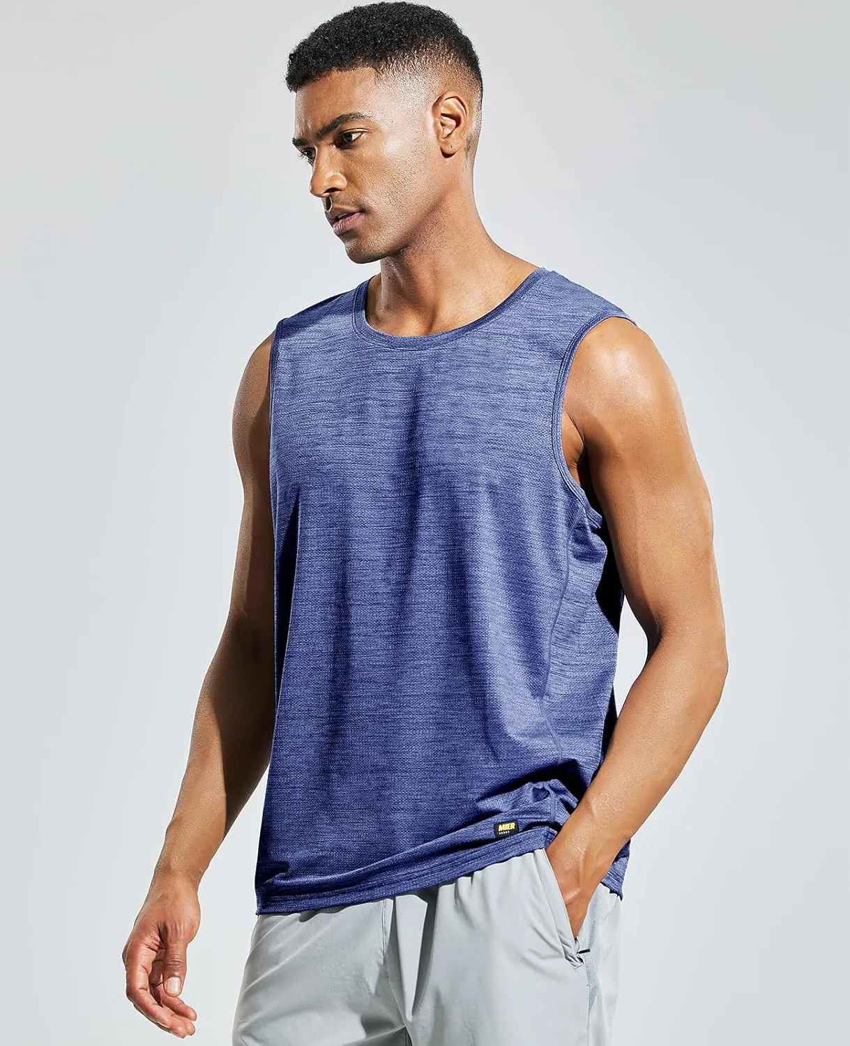 MIER Men’s Sleeveless Tank Top Dry Fit Workout Muscle Tee Shirt for Running Athletic Gym Sports Training, Moisture Wicking