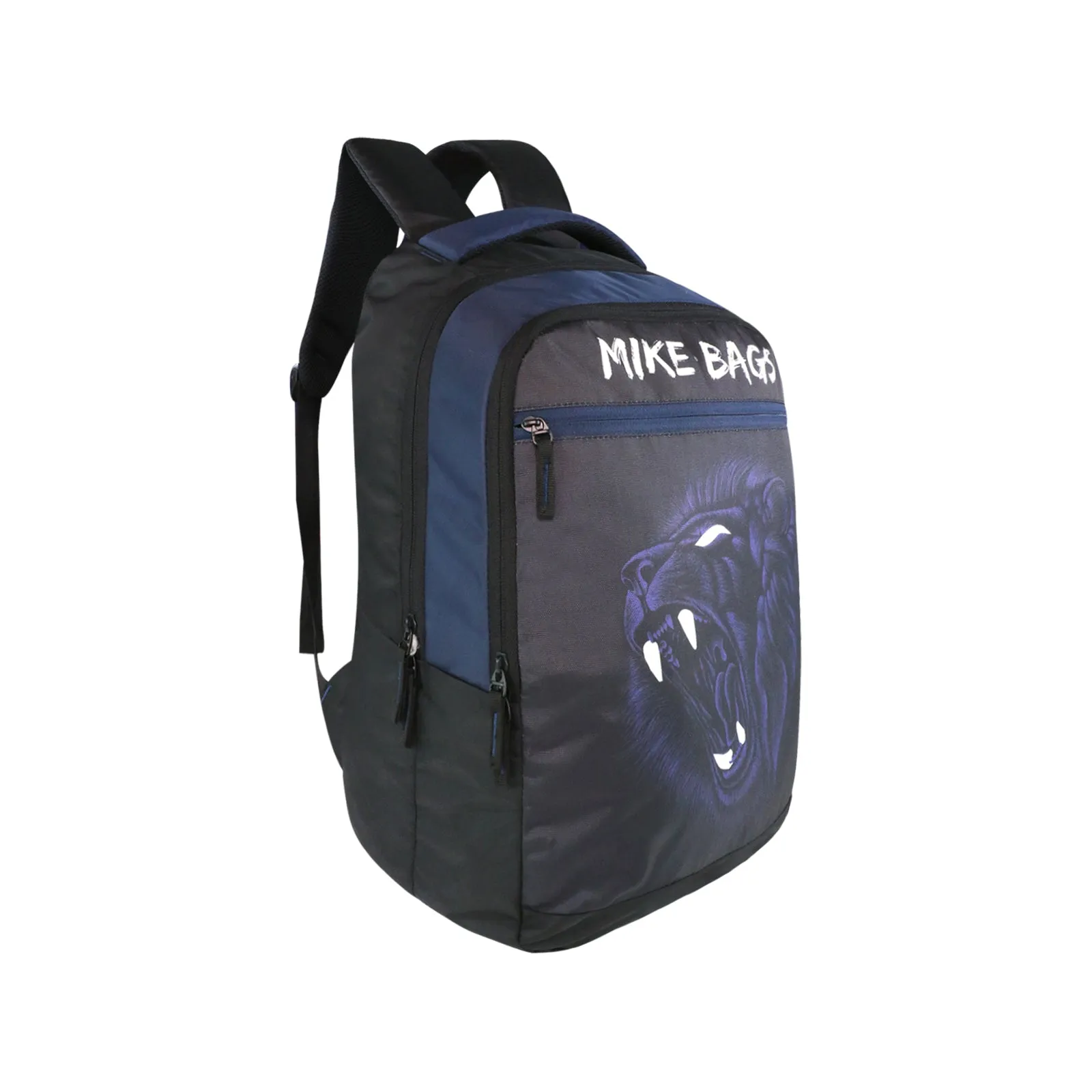 Mike School bag Unisex Backpack Polyester with Two Compartments combo offer Water ressitant Backpack (Black & Dark Blue, 27L)
