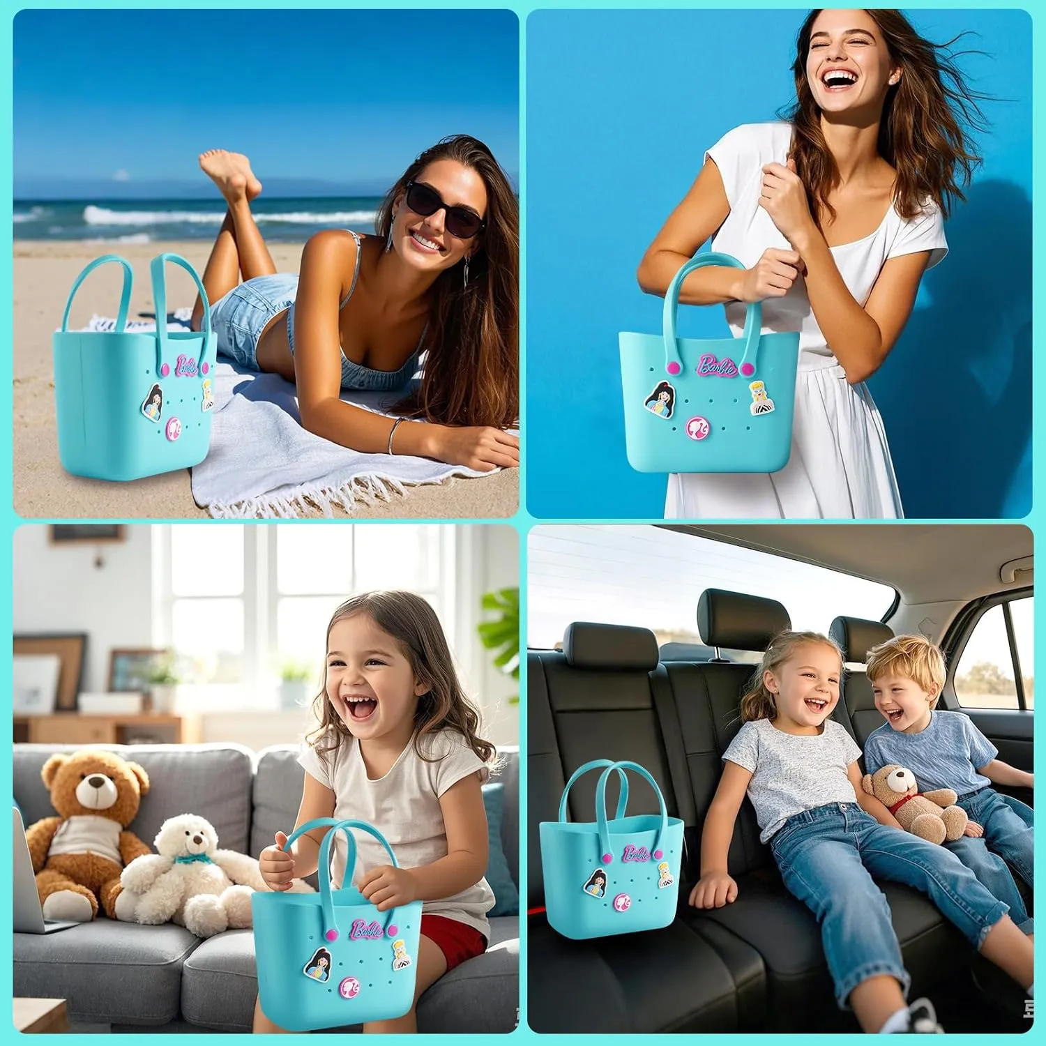 MINISO Barbie Lunch Bag for Women, Reusable Beach Tote Bag, Practical And Portable EVA Handbag for Work Travel & Play