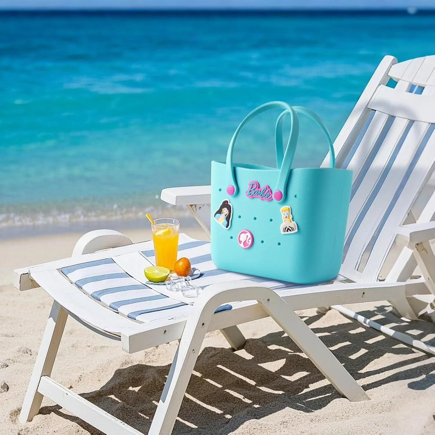 MINISO Barbie Lunch Bag for Women, Reusable Beach Tote Bag, Practical And Portable EVA Handbag for Work Travel & Play