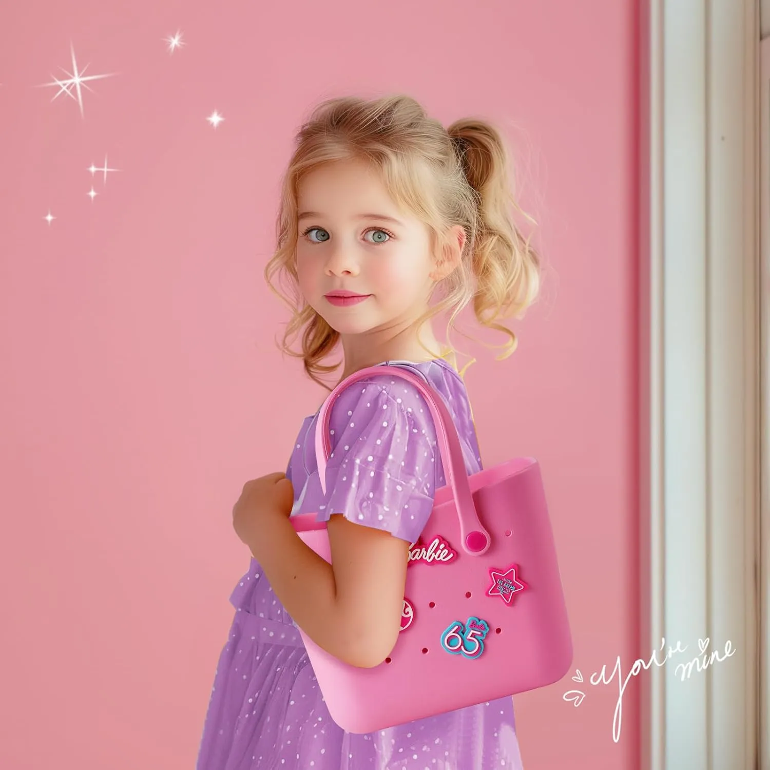 MINISO Barbie Lunch Bag for Women, Reusable Beach Tote Bag, Practical And Portable EVA Handbag for Work Travel & Play
