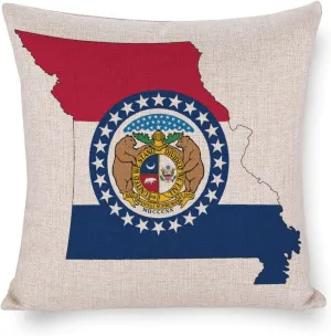 Missouri State Flag Map Cotton Linen Throw Pillow Covers Square Cushion Case Decorations Pillowcase for Sofa Couch Home