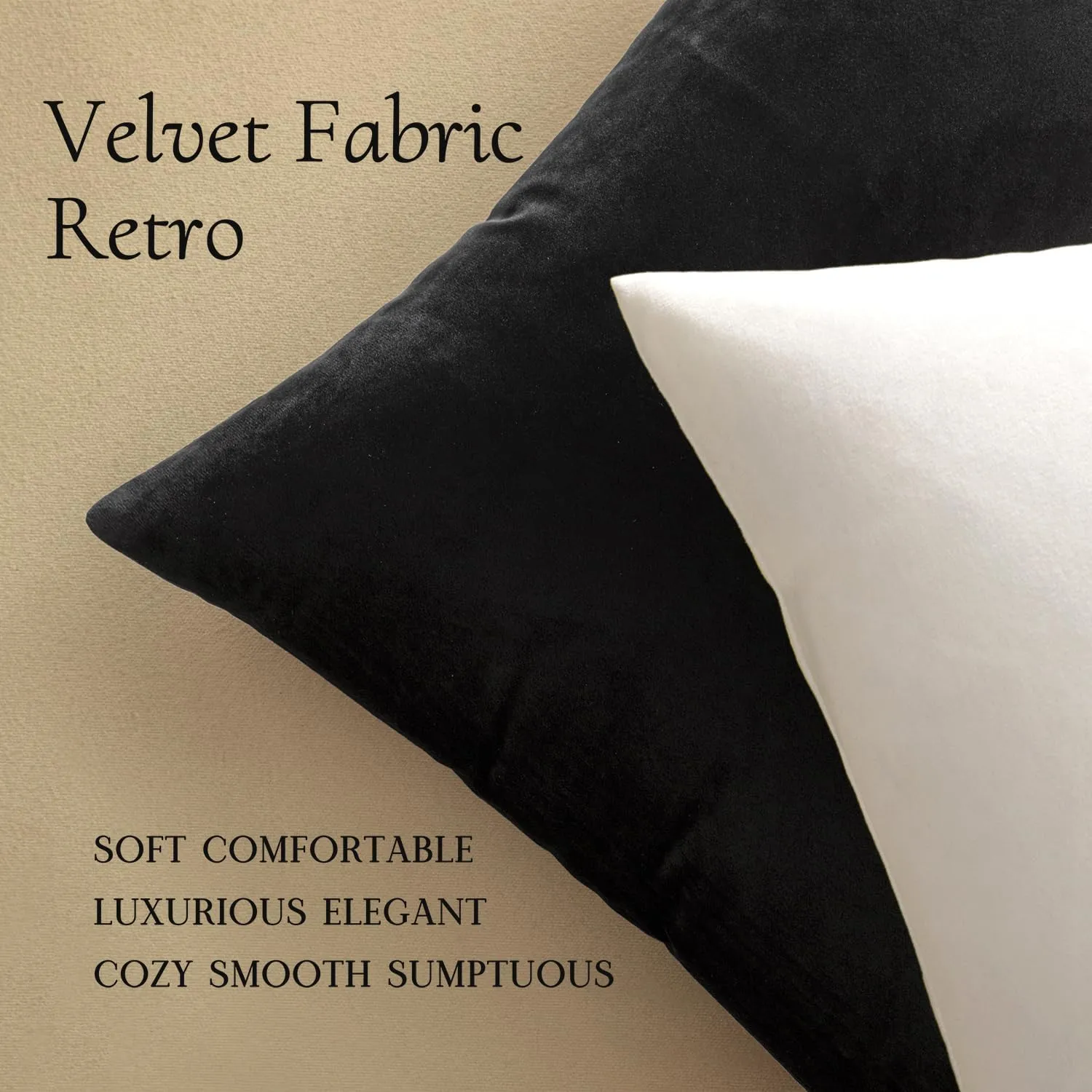 MIULEE Pack of 2, Velvet Soft Solid Decorative Square Throw Pillow Covers Set Cushion Cases Pillowcases for Home, Sofa Bedroom Car 18 x 18 Inch 45 x 45 Cm, Black