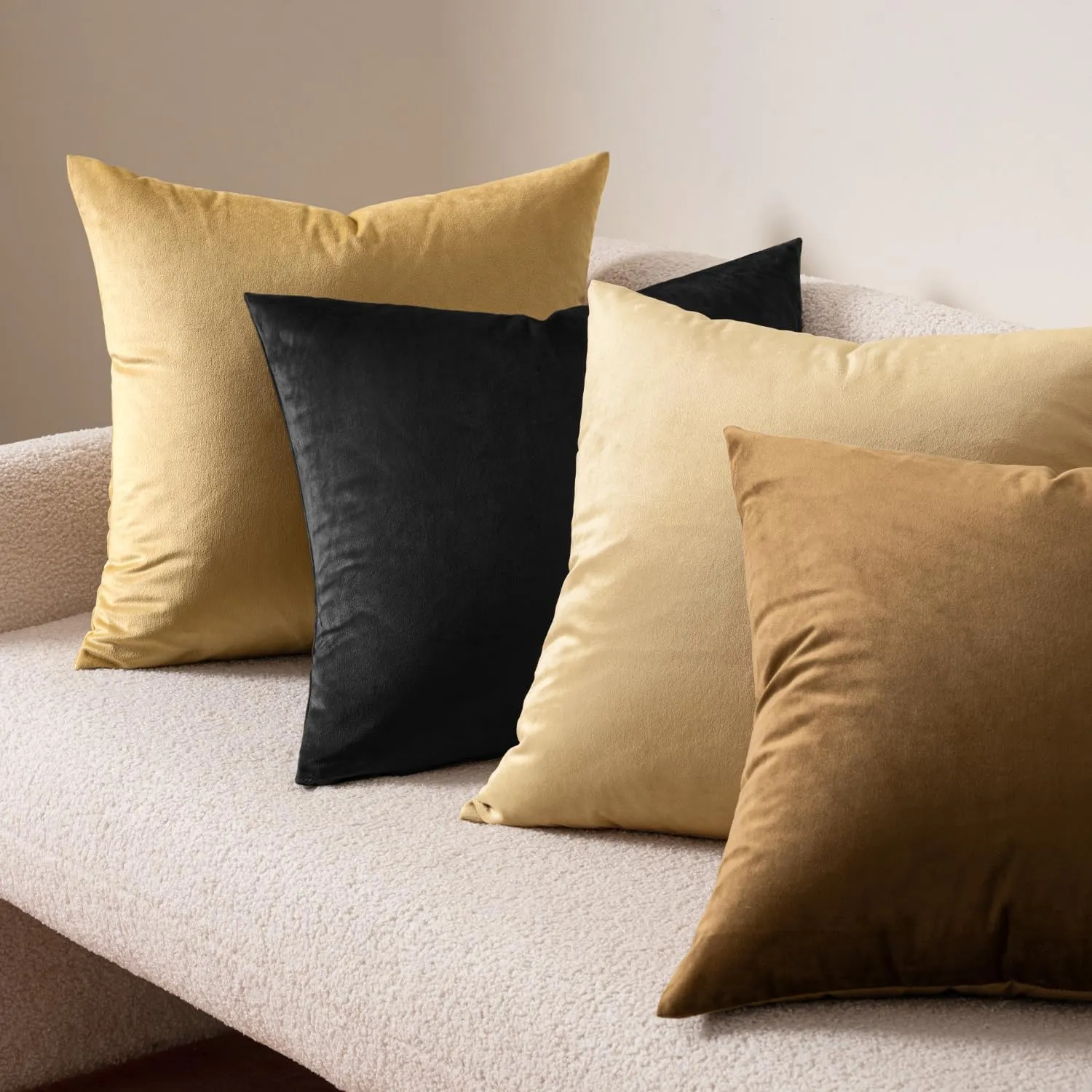 MIULEE Pack of 2, Velvet Soft Solid Decorative Square Throw Pillow Covers Set Cushion Cases Pillowcases for Home, Sofa Bedroom Car 18 x 18 Inch 45 x 45 Cm, Black