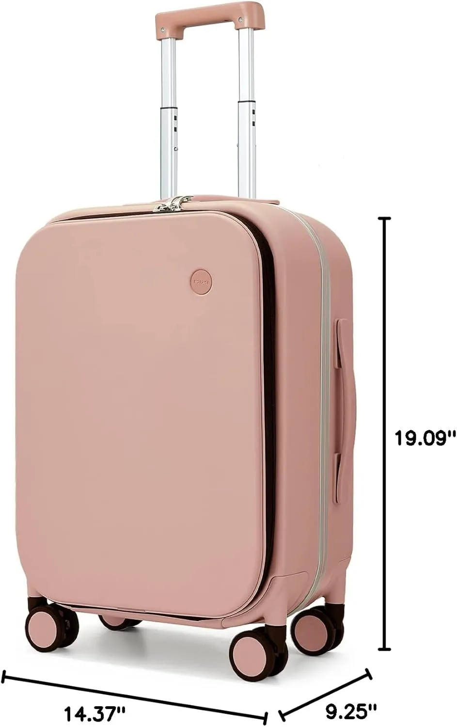 Mixi Carry On Luggage, 20'' Suitcase with Front Laptop Pocket, Travel Rolling Luggage Aluminum Frame PC Hardside with Spinner Wheels & TSA Lock and Cover - Pink