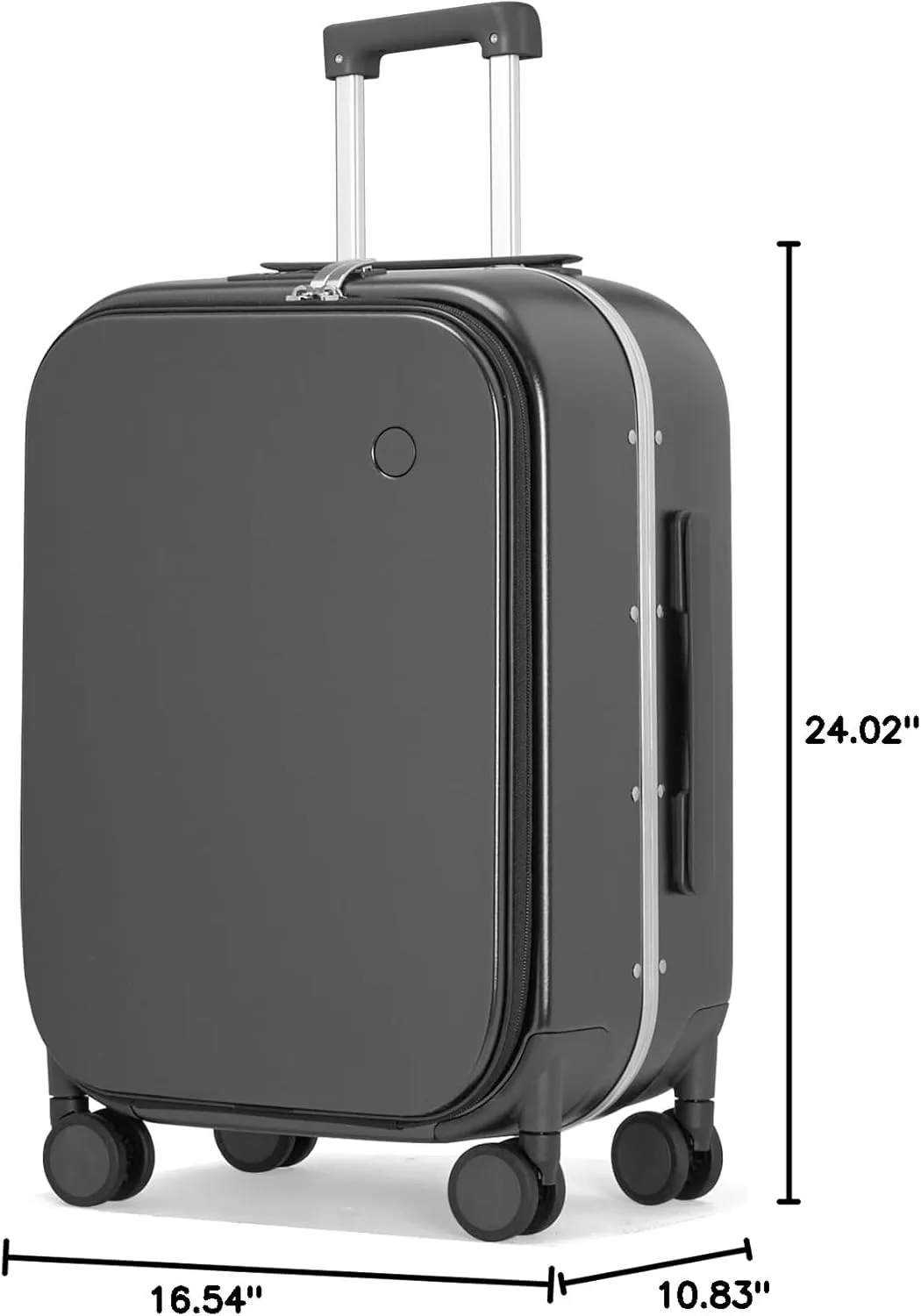Mixi Luggage Suitcase with Spinner Wheels, 24'' Checked Travel Luggage Aluminum Frame PC Hardside with TSA Lock & Cover - Rock Gray
