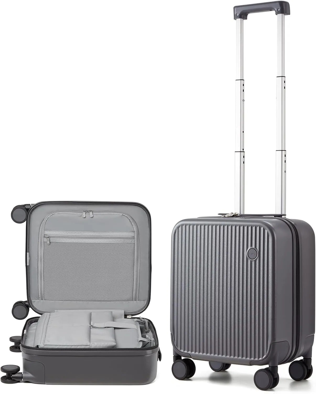 mixi Underseat Carry on Luggage 16 Inch Hardshell PC Suitcase with Spinner Wheels TSA Lock for Travel, Rock Gray