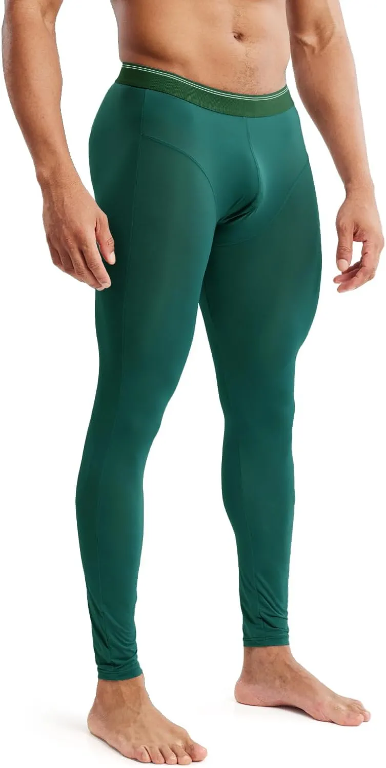 MIZOK Men’s See Through Mesh Compression Pants Ice Silk Yoga Slim Leggings Tights