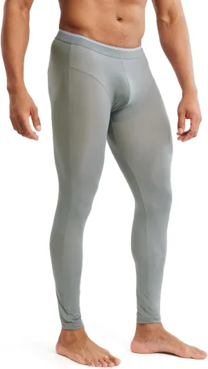 MIZOK Men’s See Through Mesh Compression Pants Ice Silk Yoga Slim Leggings Tights