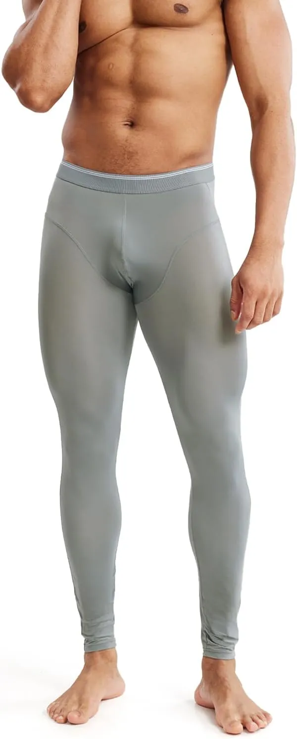 MIZOK Men’s See Through Mesh Compression Pants Ice Silk Yoga Slim Leggings Tights
